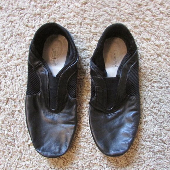 Revolution Dancewear Black Dance Jazz Slip On Shoes Leather 10 - Picture 1 of 2